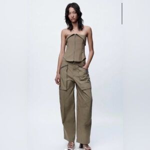 Zara green matching set. Corset top and pants!